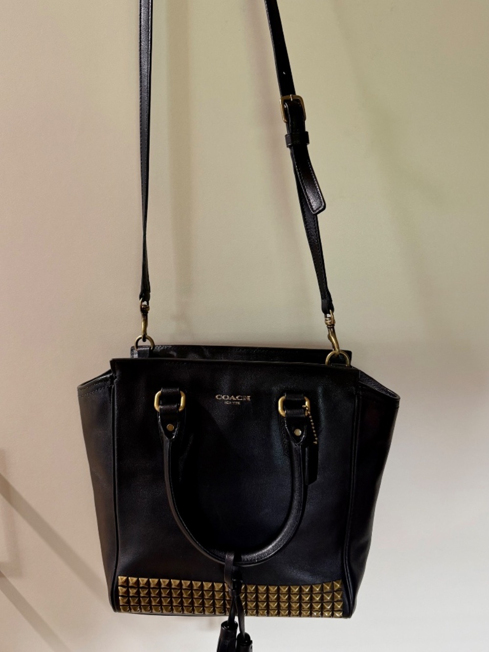 Coach Legacy Studded Mini Tanner Black Leather Crossbody Satchel Bag - Picture 2 of 13